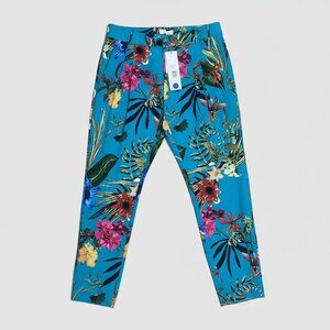 Parker turquoise print silk pants, size 2, NEW WITH TAGS!